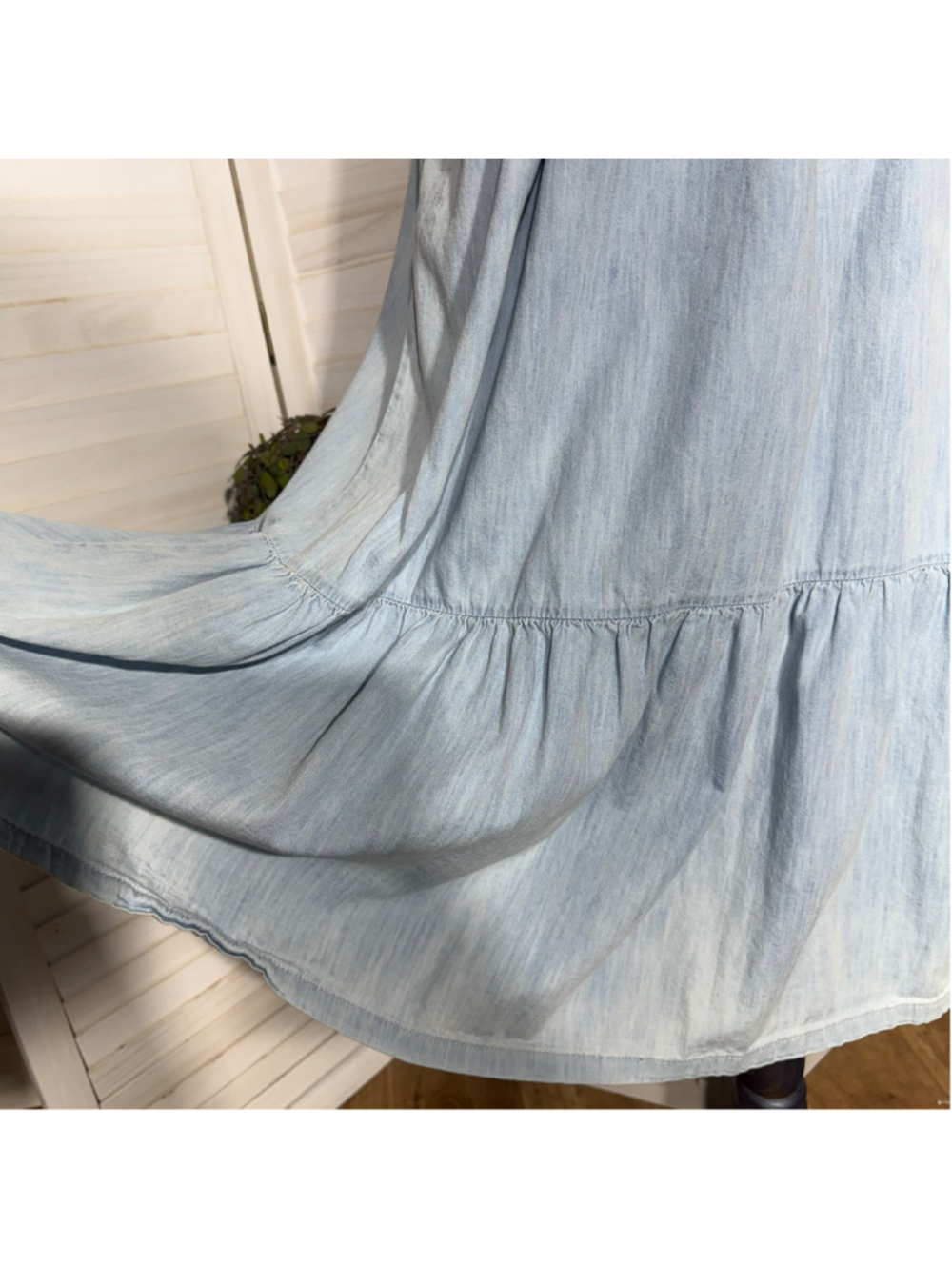 Vintage Y2K Gap babydooll denim dress tiered cotton cottage boho Western coastal - Picture 7 of 11